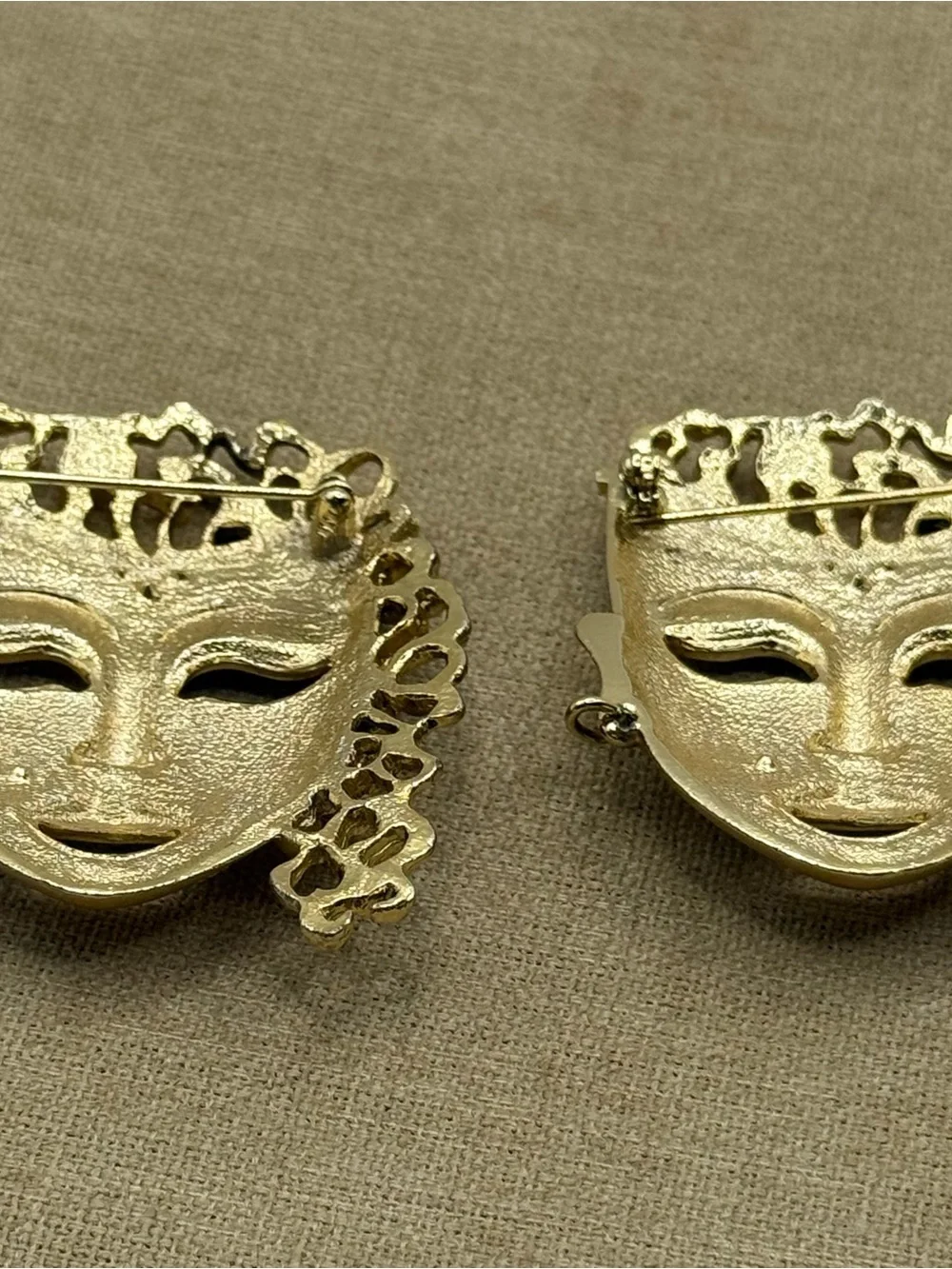 Gold Mask Face Brooch - Statement Women’s Jewelry
